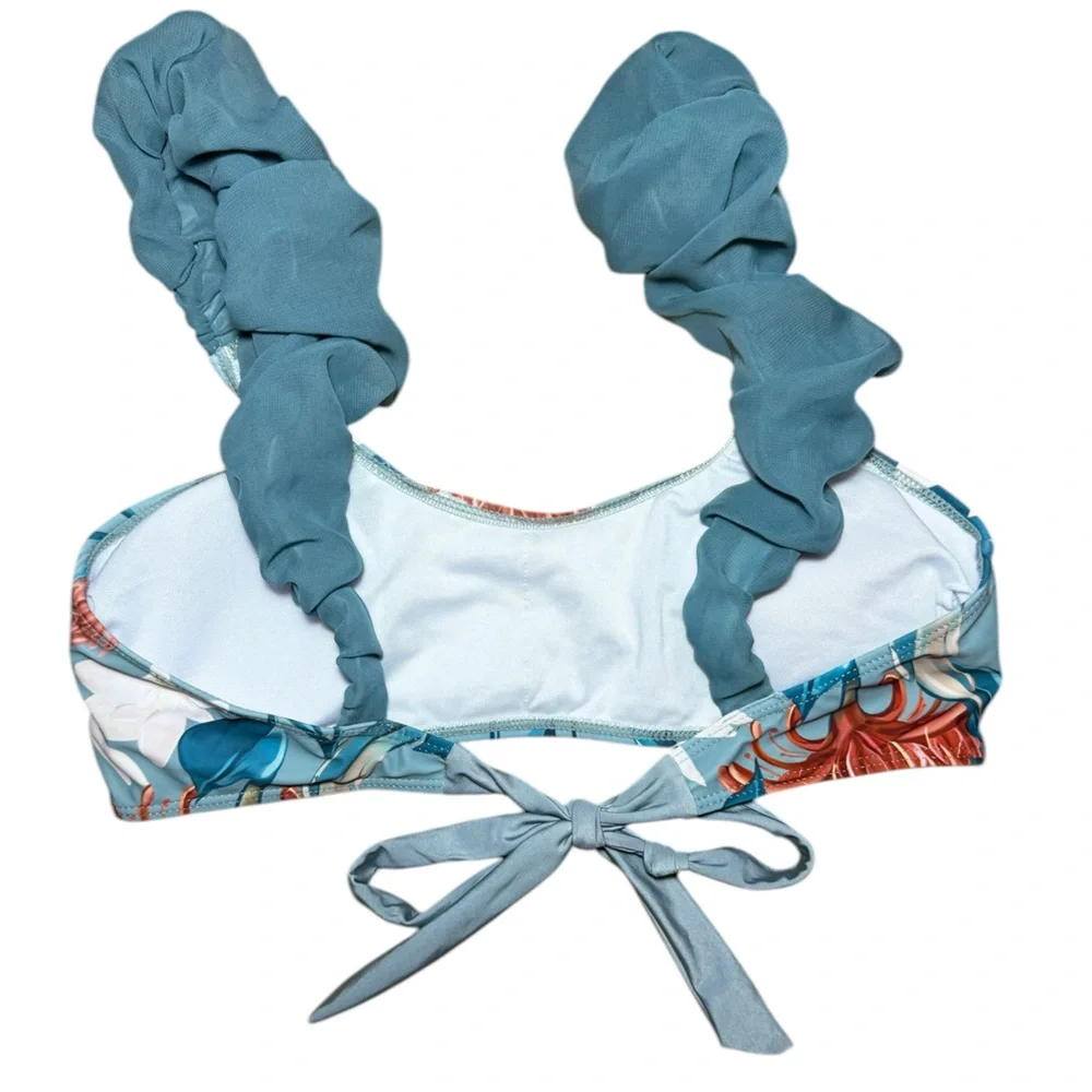 NWOT Floral Ruffle Bikini Set Size Medium - Picture 7 of 9